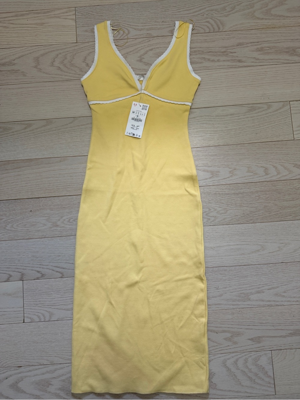 Zara Yellow Maxi Dress with White Trim
